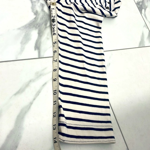 Gap Navy/White Striped Top Boatneck Buttons on Shoulder 3/4 Sleeves Cotton Sz XL - Picture 12 of 14